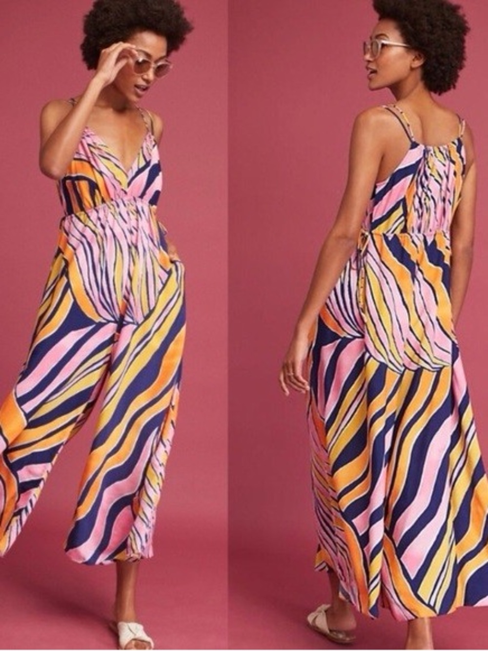Anthropologie Maeve Finley Wide Leg Jumpsuit Size 8